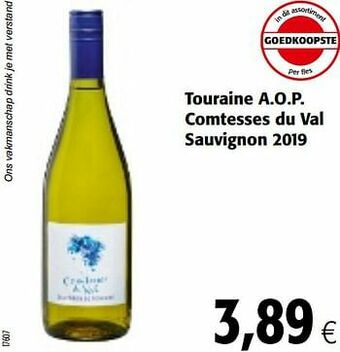 Colruyt Touraine a.o.p. comtesses du val sauvignon 2019 aanbieding