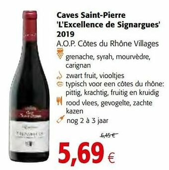 Colruyt Caves saint-pierre l`excellence de signargues 2019 a.o.p. côtes du rhône villages aanbieding