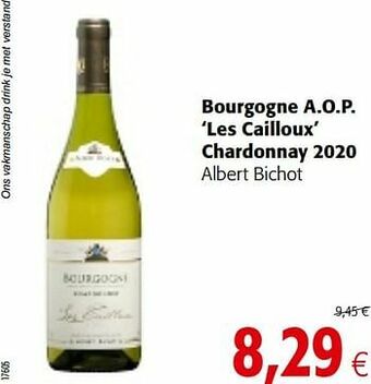 Colruyt Bourgogne a.o.p. les cailloux chardonnay 2020 albert bichot aanbieding