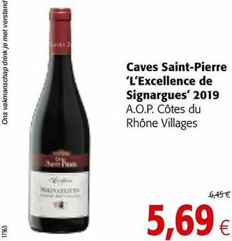 Colruyt Caves saint-pierre l’excellence de signargues 2019 a.o.p. côtes du rhône villages aanbieding