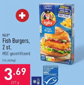 ALDI Iglo Fish Burgers 2st 227g aanbieding