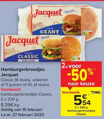 Carrefour Jacquet Hamburgerbroodjes 2 x 330g aanbieding