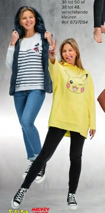 Carrefour Sweater mer Kap of Trui Voor Dames Pokemon , Mickey Mouse aanbieding