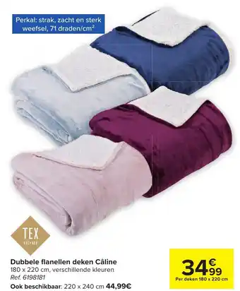Carrefour Dubbele Flanellen Deken Caline 180 x 220cm aanbieding