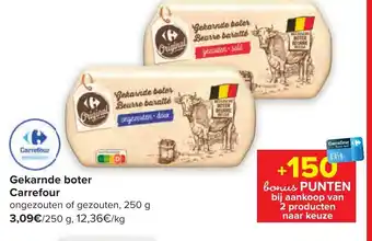 Carrefour Gekarnde Boter Carrefour Ongezouten of Gezouten 250g aanbieding