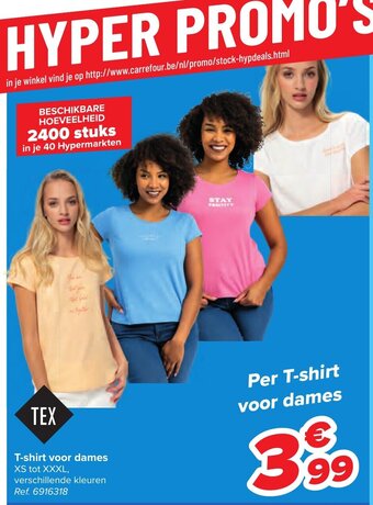 Carrefour Tex T-Shirt Voor Dames aanbieding
