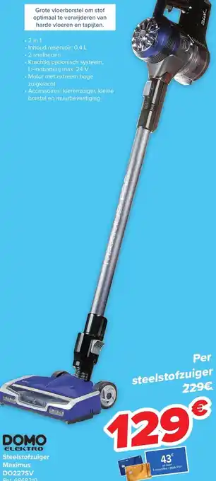 Carrefour Domo Elektro Steelstofzuiger Maximus DO227SV aanbieding