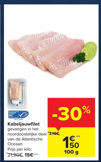 Carrefour Market Kabeljauwfilet 100g aanbieding