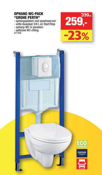 Hubo Ophang wc-pack grohe perth aanbieding