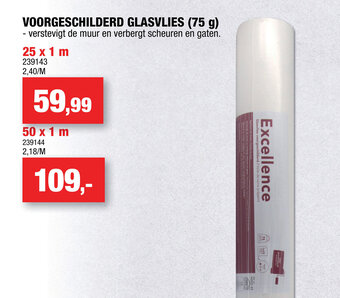 Hubo Voorgeschilderd glasvlies 75g 25 x 1m aanbieding