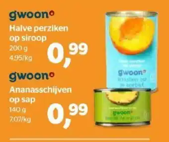 Spar Gwoon Halve perziken op siroop aanbieding