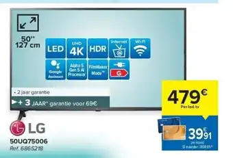 Carrefour Lg 50uq75006 uhd 4k led tv aanbieding