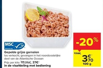 Carrefour Gepelde grijze garnalen aanbieding