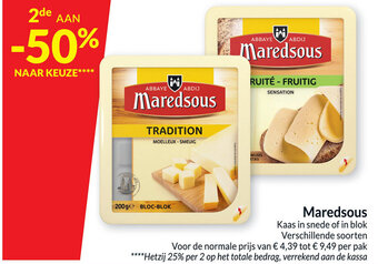 Intermarché Maredsous Kaas in Snede of in Blok aanbieding