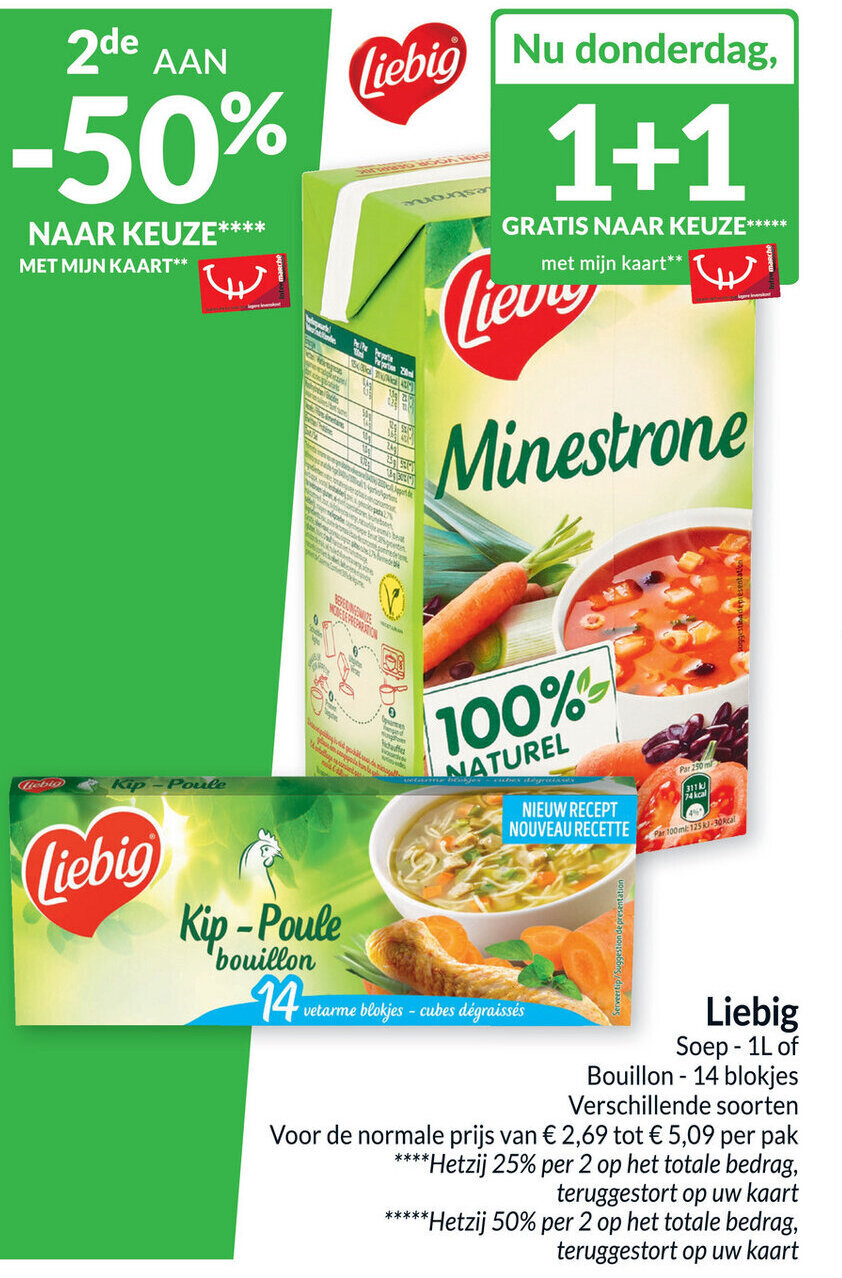 Liebig Soep 1L of Bouillon 14 Blokjes Alle Soorten promotie bij Intermarché