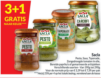 Sacla Pesto, Saus, Tapenade, Zongedroogde Tomaten in Olie , Bereide Paprika's of Gemarineerde Artisjokken
