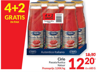 Intermarché Cirio Passata Rustica Natuur 6 x 680g aanbieding