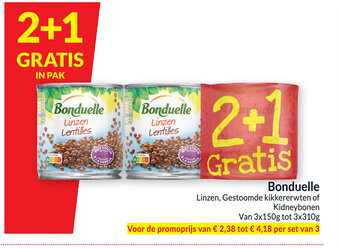 Intermarché Bonduelle Linzen , Gestoomde Kikkererwten of Kidneybonen aanbieding
