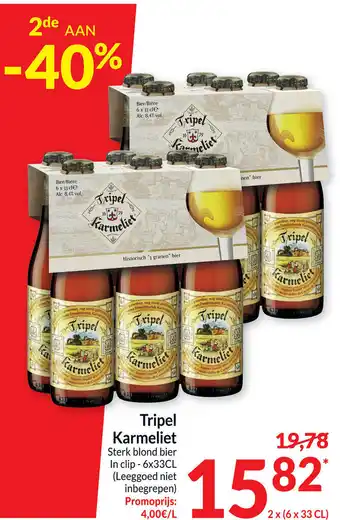 Intermarché Tripel Karmeliet Sterk Blond Bier 6 x 33cl aanbieding