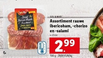 Assortiment rauwe ibericoham, -chorizo en -salami