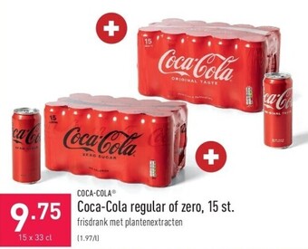 ALDI Coca-cola regular of zero, 15 st. aanbieding