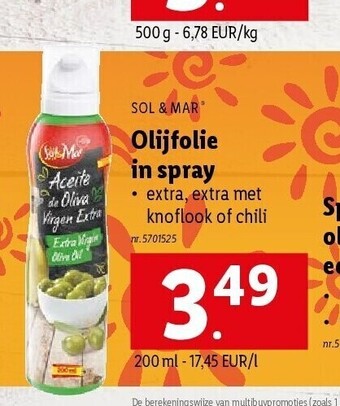 Lidl Olijfolie in spray aanbieding
