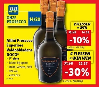 Lidl Allini prosecco superiore valdobbiadene docg aanbieding