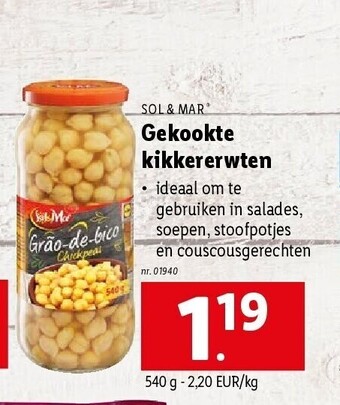 Lidl Gekookte kikkererwten aanbieding
