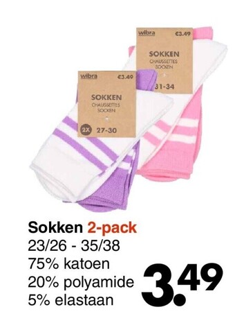 Wibra Sokken 2-pack aanbieding