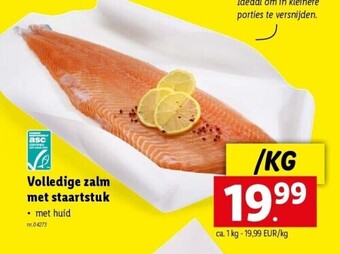 Lidl Volledige zalm met staartstuk aanbieding