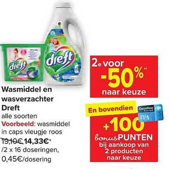 Carrefour Wasmiddel en wasverzachter dreft aanbieding