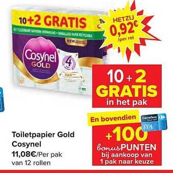 Carrefour Toiletpapier gold cosynel aanbieding