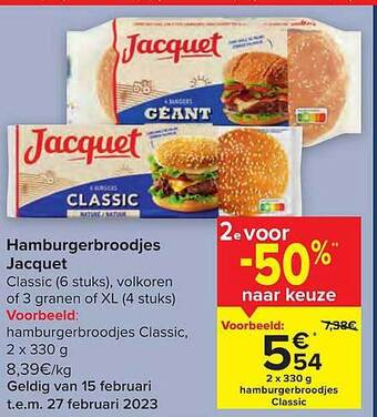 Carrefour Hamburgerbroodjes jacquet aanbieding