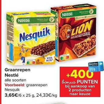 Carrefour Graanrepen nestlé aanbieding