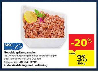 Carrefour Gepelde grijze garnalen aanbieding