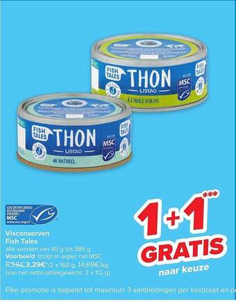 Carrefour Visconserven fish tales aanbieding