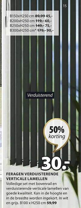 Jysk Feragen verduisterende verticale lamellen aanbieding