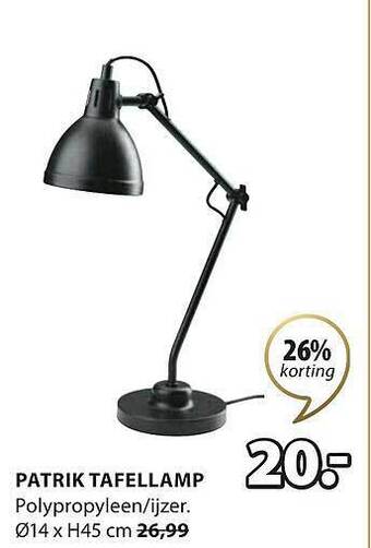 Jysk Patrik tafellamp aanbieding