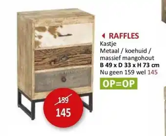Weba Raffles kastje metaal / koehuid / massief mangohout b 49 x d 33 x h 73 cm aanbieding