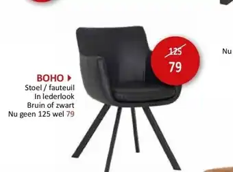 Boho stoel / fauteuil in lederlook bruin of zwart