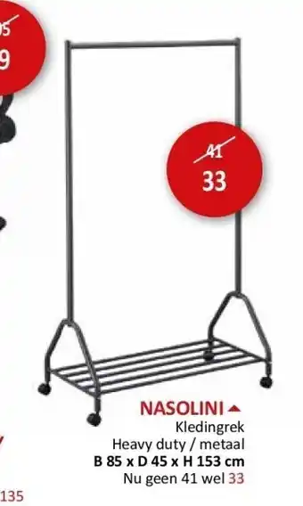 Nasolini kledingrek heavy duty / metaal b 85 x d 45 x h 153 cm