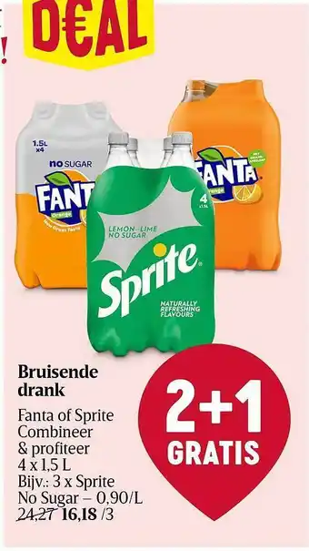 Delhaize Bruisende drank fanta of sprite aanbieding
