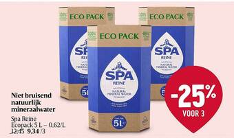 Niet bruisend natuurlijk mineraalwater spa reine