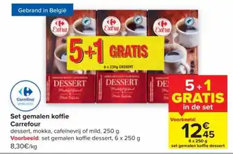 Carrefour Set gemalen koffie dessert 6 x 250 g aanbieding