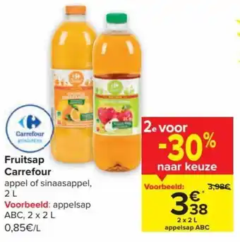 Carrefour Fruitsap 2 x 2 L appelsap ABC aanbieding