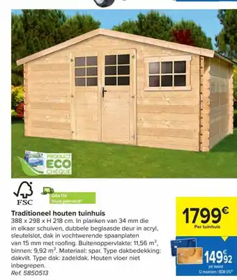 Carrefour Traditional Houten Tuinhuis aanbieding