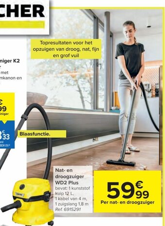Carrefour Karcher Nat en Droogzuiger WD2 Plus aanbieding