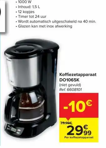 Carrefour Domo Elektro Koffiezetapparaat DO1065K aanbieding