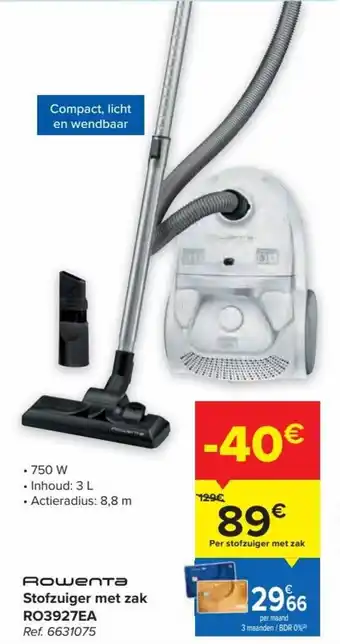 Carrefour Rowenta Stofzuiger Met Zak RO7487EA aanbieding