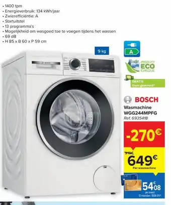 Carrefour Bosch Wasmachine WGG244MPFG aanbieding